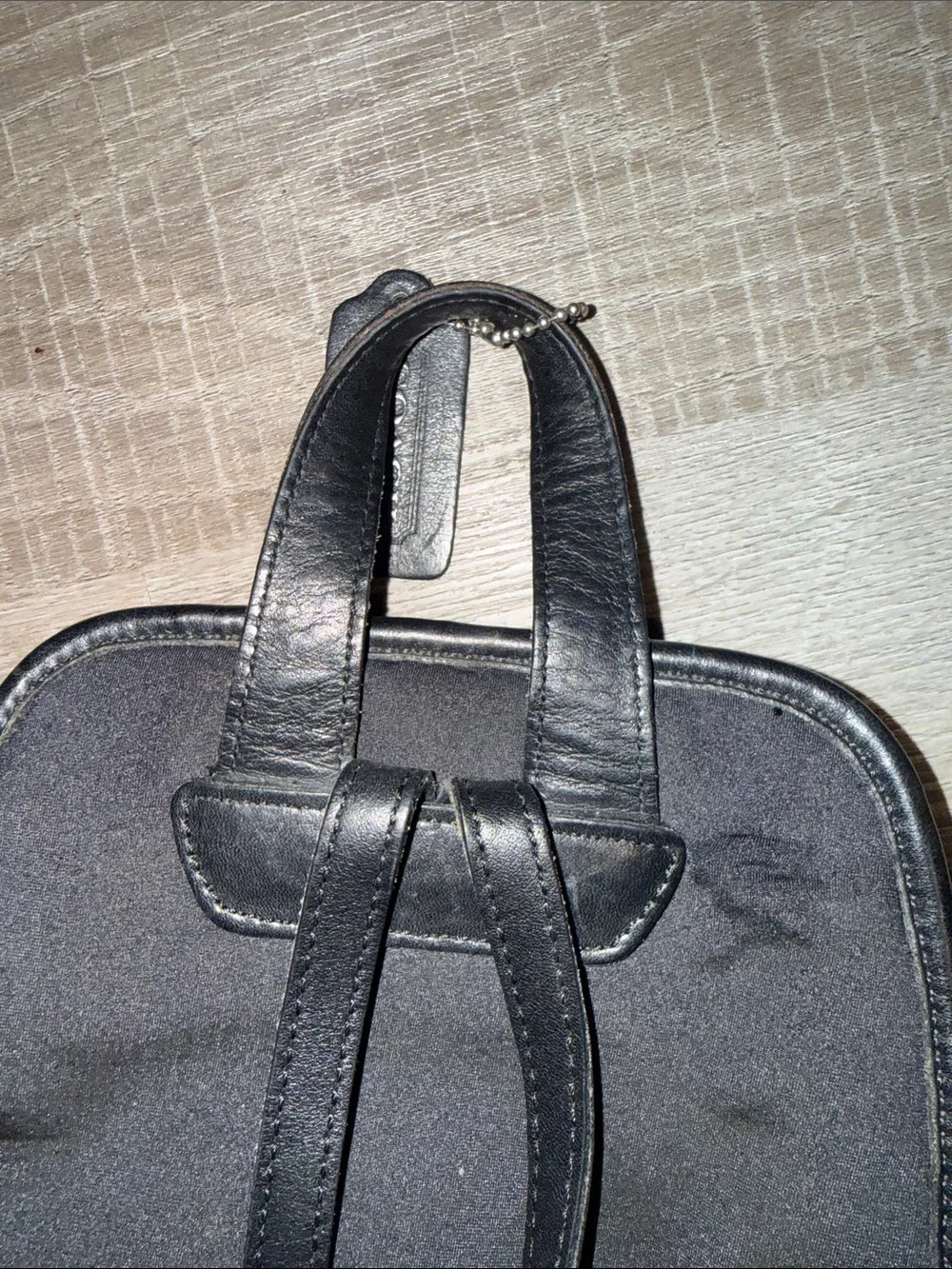 Coach Vintage Neo Neoprene Leather Backpack Black Mini Book Bag 90s Y2K